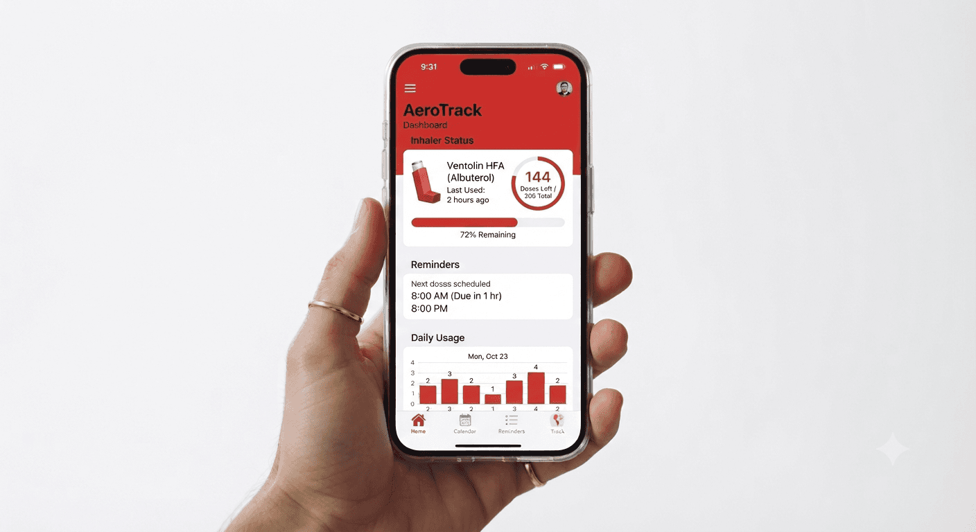 Breath companion app interface showing tracking and insights