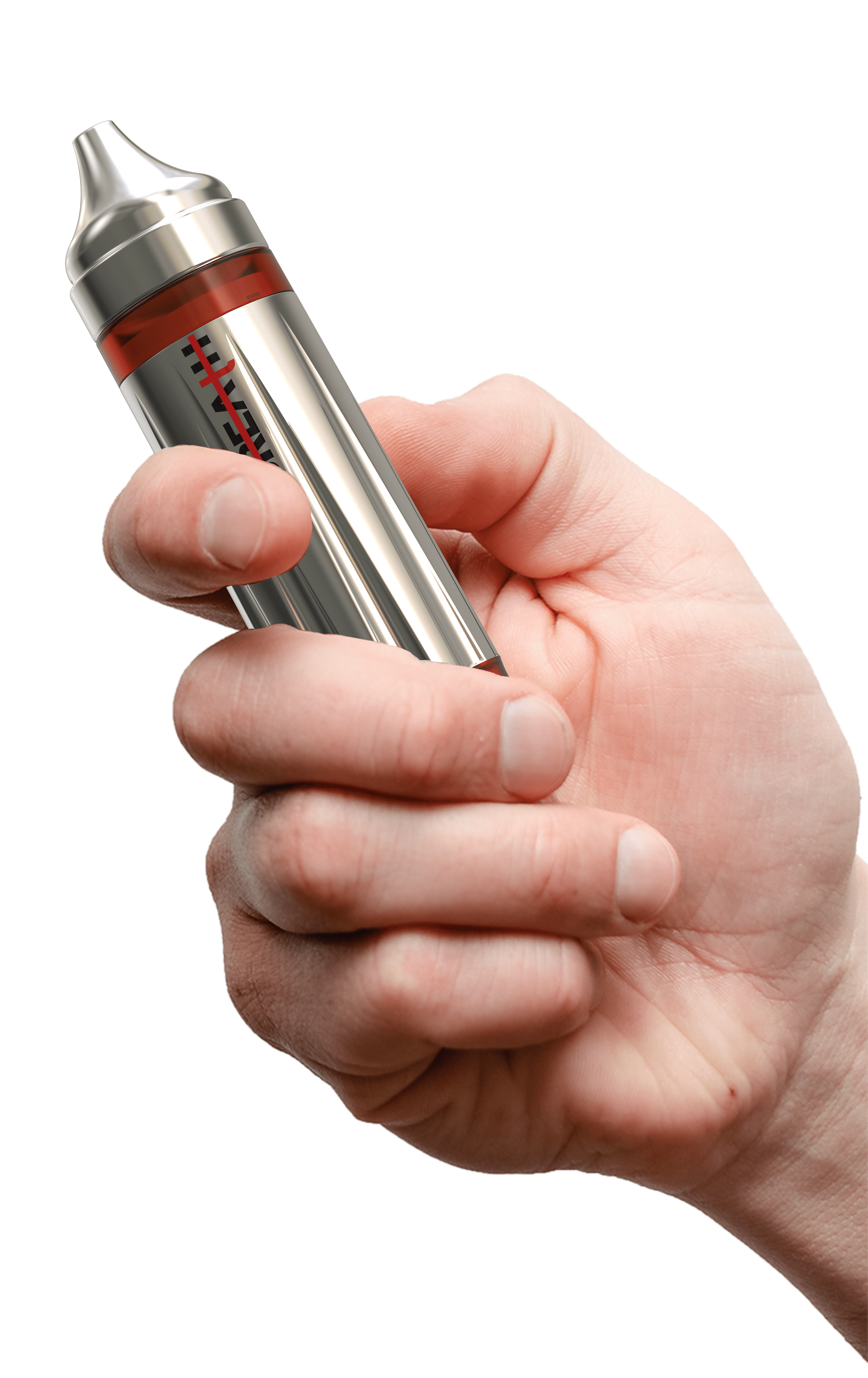Breath inhaler case showing ergonomic design